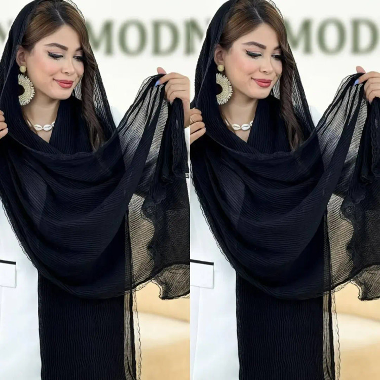 شال پلیسه لبه توری