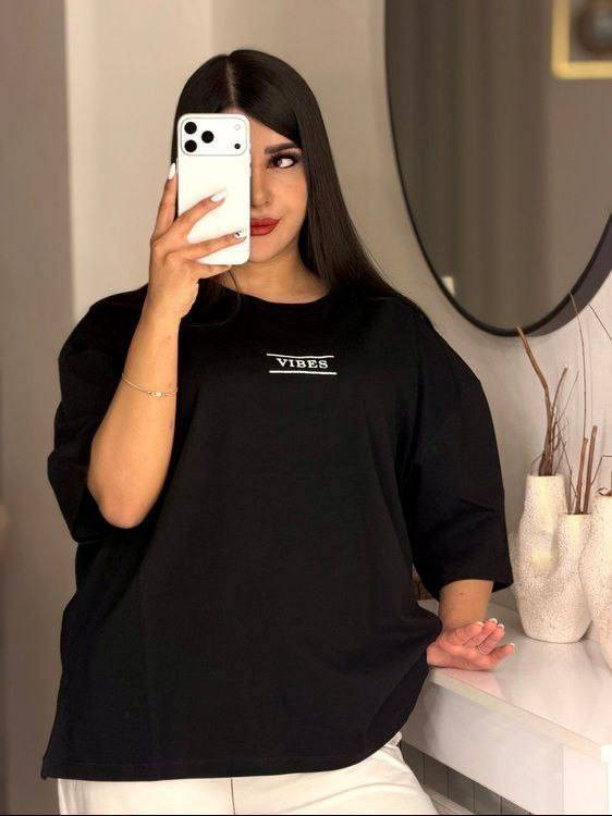 تیشرت باکسی تیشرت لانگ تیشرت بیرون پوش مدل vibes