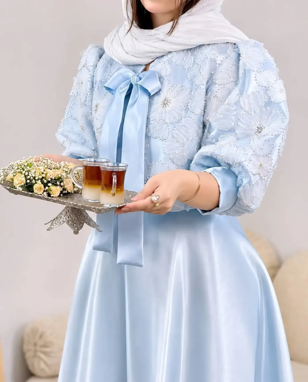 کت دامن ساتن سنگدوزی