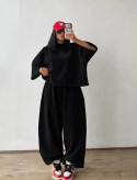 ست تیشرت و شلوار بگ ساده