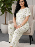 ست تیشرت و شلوار زنانه نخی لاکرا