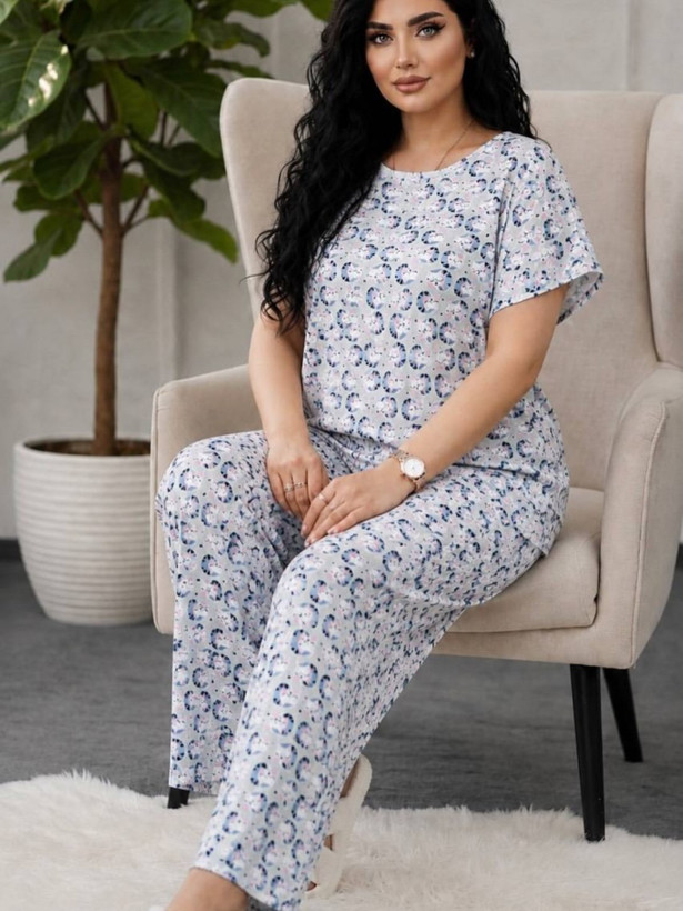 ست تیشرت و شلوار زنانه نخی لاکرا