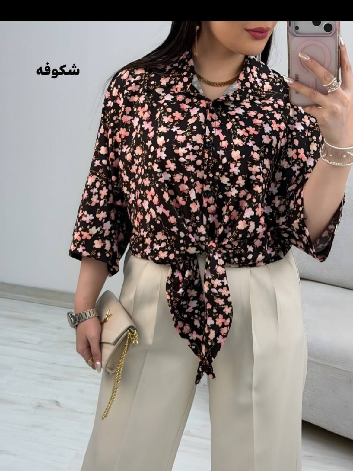 شومیز گره ای کرپ الیزه شومیز مجلسی